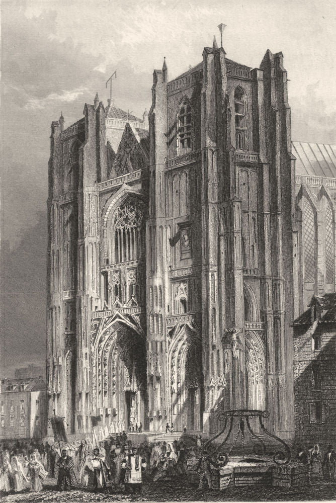 LOIRE-ATLANTIQUE. Cathedrale de Nantes 1844 old vintage print picture